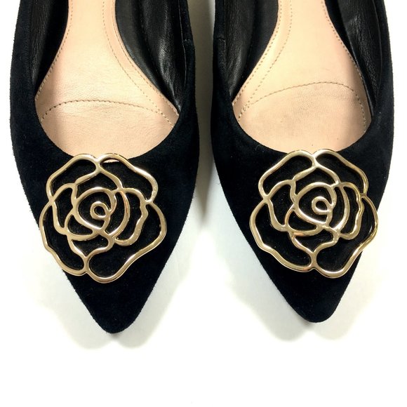 Taryn Rose Fiona Black Suede Flat - Picture 2 of 8